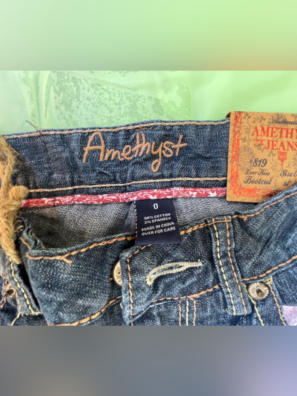 LOW RISE Y2K AMETHYST VINTAGE  BLUE JEANS NEW WITH TAGS SIZE 0 JUNIORS - Picture 12 of 14